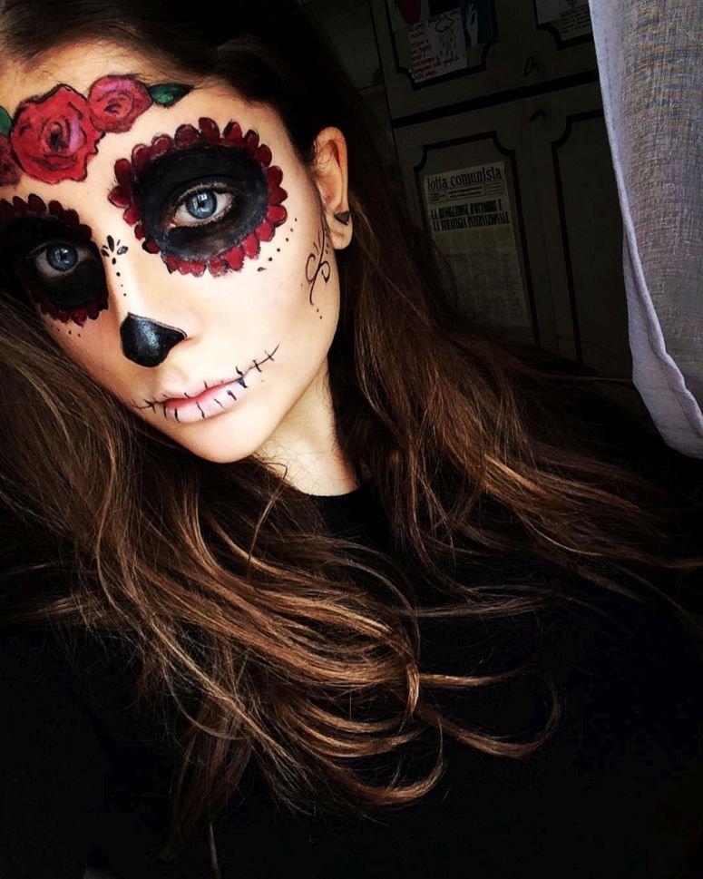 Maquiagem Caveira Mexicana - Half Face Skull Makeup Tutorial - Halloween  2020 - Carla M. 